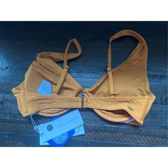 RIP CURL Women’s Surf Bikini Top, Sz M, DD Plunge, Honey Yellow V-neck - Picture 6 of 7